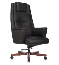 Кресло руководителя Бюрократ _DUKE черный кожа крестовина металл/дерево
